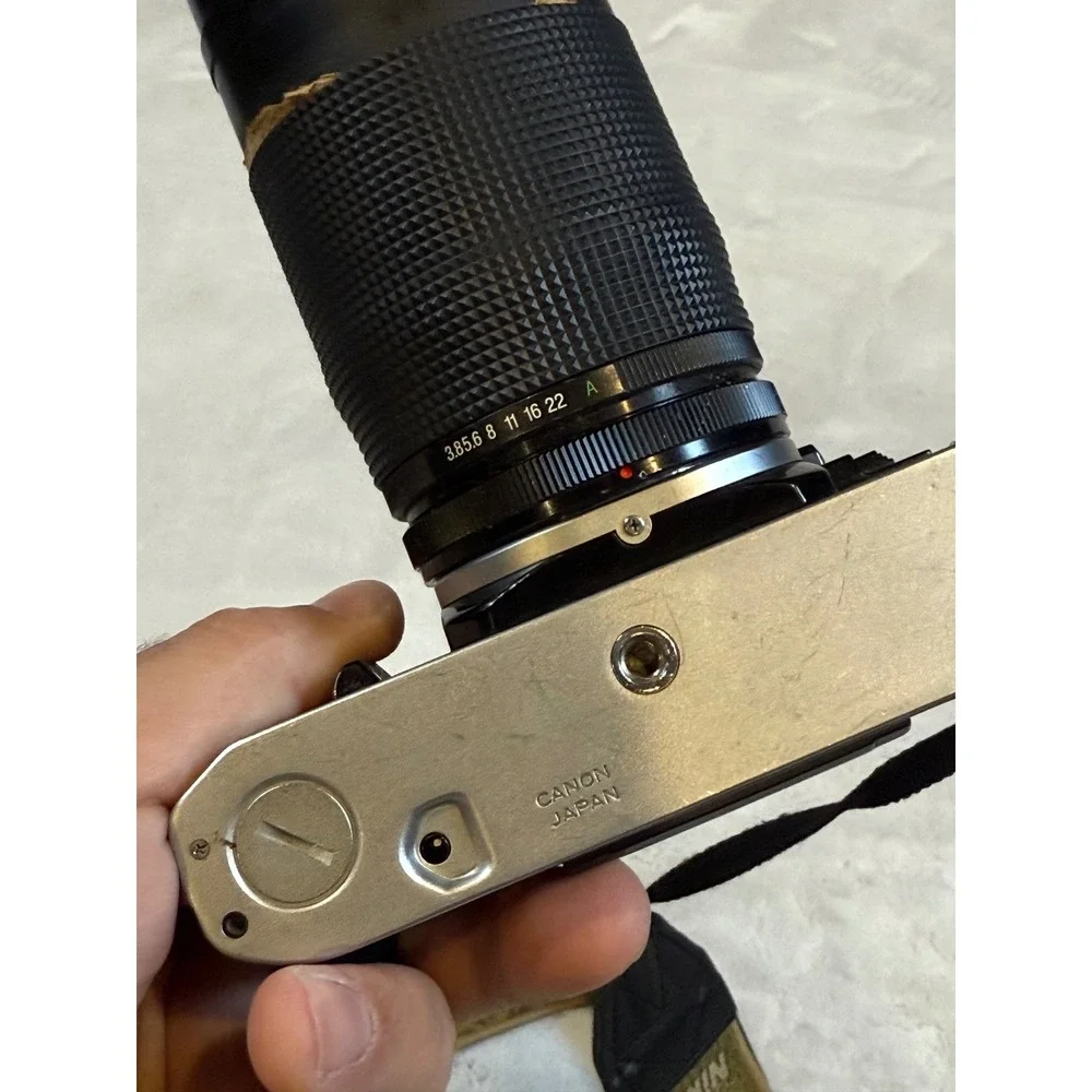 Canon AE-1 35mm SLR Film Camera with Vivitar 70-200mm f3.8 Macro Zoom Lens